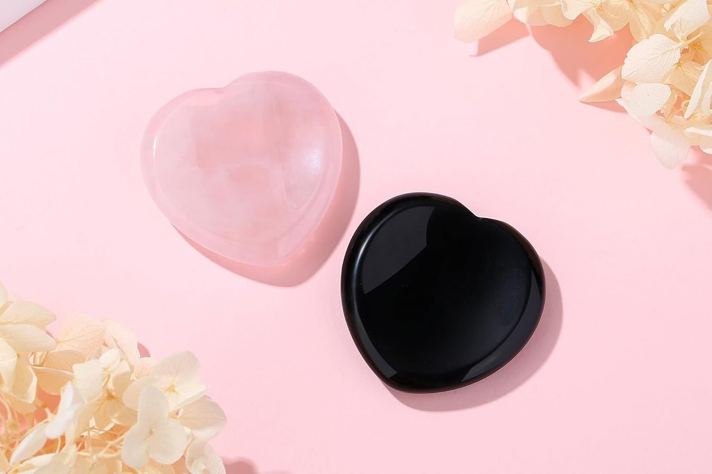 YATOJUZI Thumb Worry Stones for Anxiety Stress Relief Items Healing Crystals Natural Amethyst Rose Quartz Crystal Palm Pocket Stone Gemstones Meditation Reiki Spiritual Gifts for Women Men 2PCS