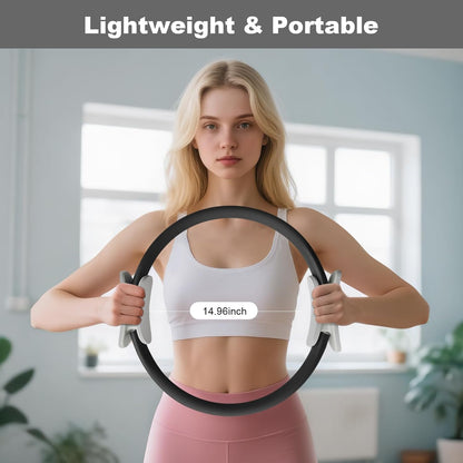 Pilates Ring 15 Inch Magic Circle Ring, Dual Padded Handles Pilates Rings Circle, Adjustable Yoga Ring