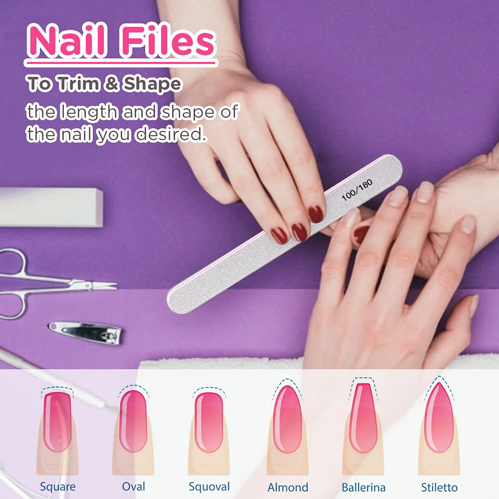 TsMADDTs Nail Files and Buffers, Professional Manicure Tools for Nail Care | Durable Emery, For Natural Or Acrylic Nails, Shaping and Polishing, Salon-Quality, DIY or Pro, 12PCS 100/180 Grit Nail Files