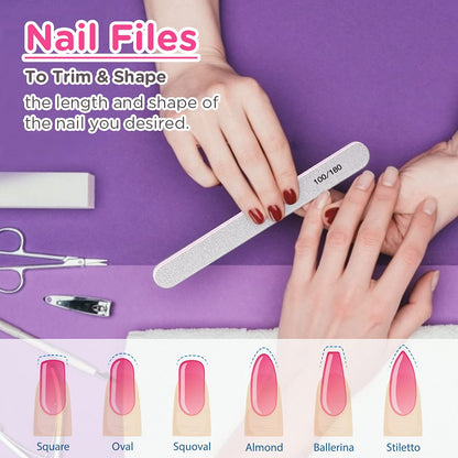 TsMADDTs Nail Files and Buffers, Professional Manicure Tools for Nail Care | Durable Emery, For Natural Or Acrylic Nails, Shaping and Polishing, Salon-Quality, DIY or Pro, 12PCS 100/180 Grit Nail Files