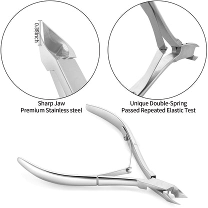 YINYIN Cuticle Trimmer with Cuticle Pusher and Cutter, Professional Stainless Steel Nippers, Cutter Clippers, Cuticle Remover, Pedicure Manicure Tools for Fingernails and Toenails, Sliver