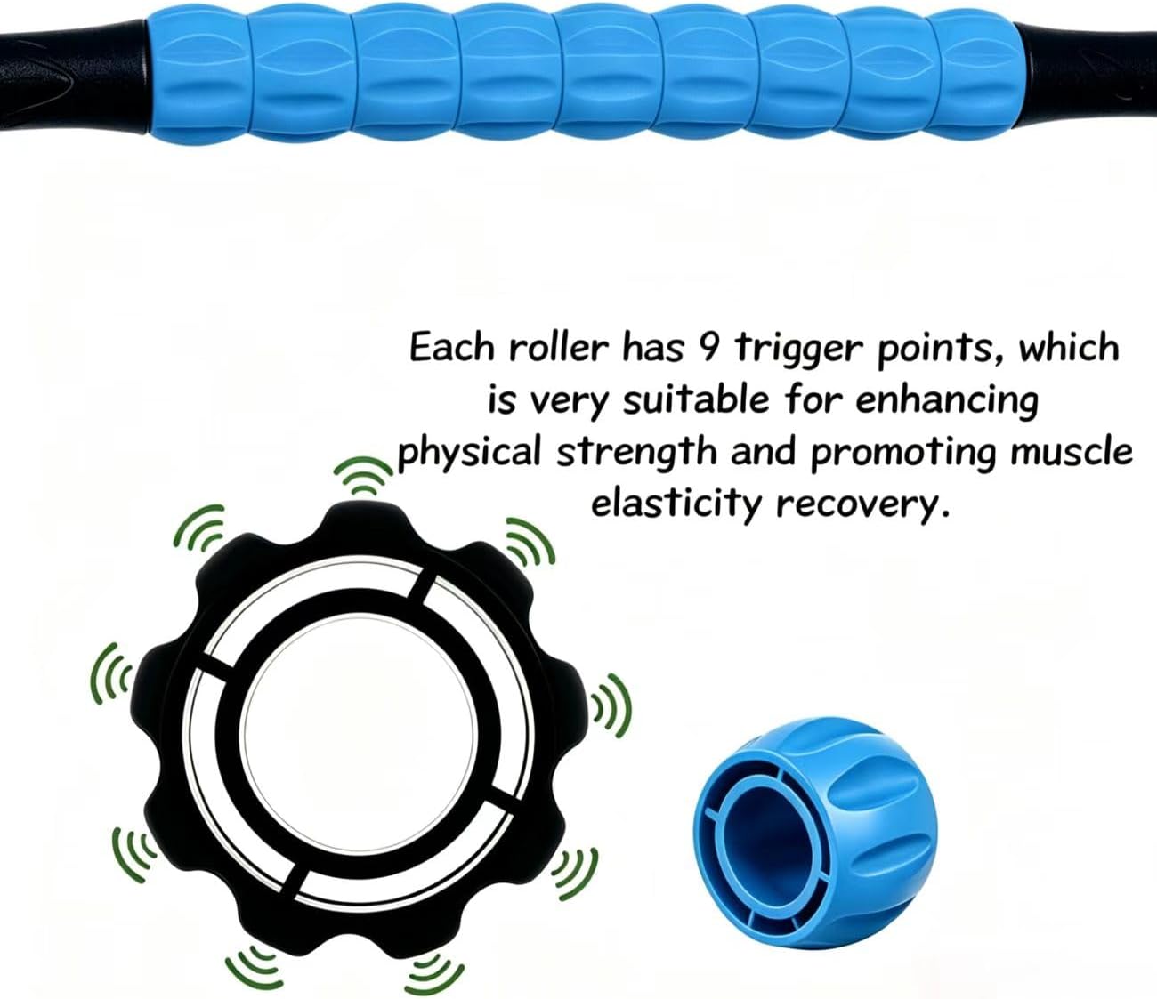 Muscle Roller Stick - A Full-Body Massage Roller that Can Relieve Muscle Soreness, Cramps and Tension After Exercise. It is a Handheld Physical Therapy and Recovery Tool（Black and Purple）