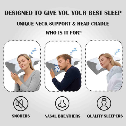 Sleep Apnea Pillow, Airway Pro Cervical Pillow for Neck Pain Relief, Orthopedic Memory Foam Neck Support Pillow for Side, Back & Stomach Sleepers, Anti-Snore Ergonomic Contour Pillow (Black)
