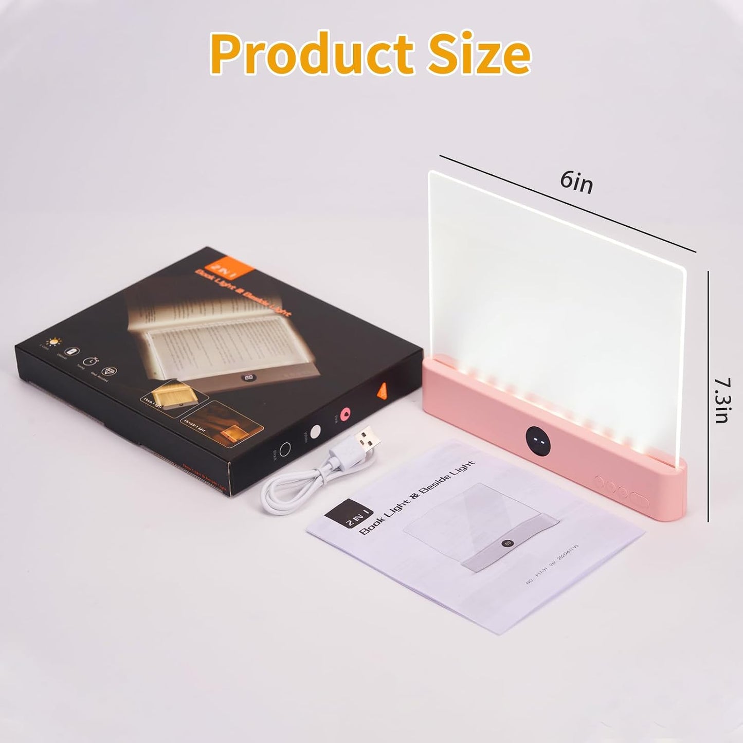 Book Light - Book Lights for Reading At Night, Rechargeable Reading Light, with 3 Colors & Timer, Dimmable Panel Plate Lamp Book Full Page Light for Reading in Bed, Funny Gifts for Readers