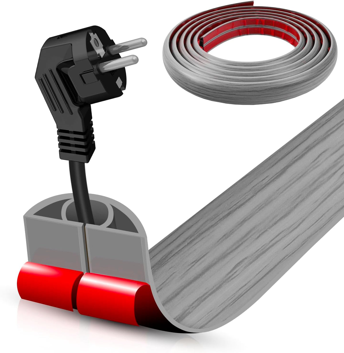 Floor Cord Cover Self Adhesive Cord Hider,10FT Cable Management, Extension Strip Protector for Wires, Prevent Cable Trips for Offices, Gyms, Exhibitions Cavity 0.39"(W) x 0.27"(H) BrownWood