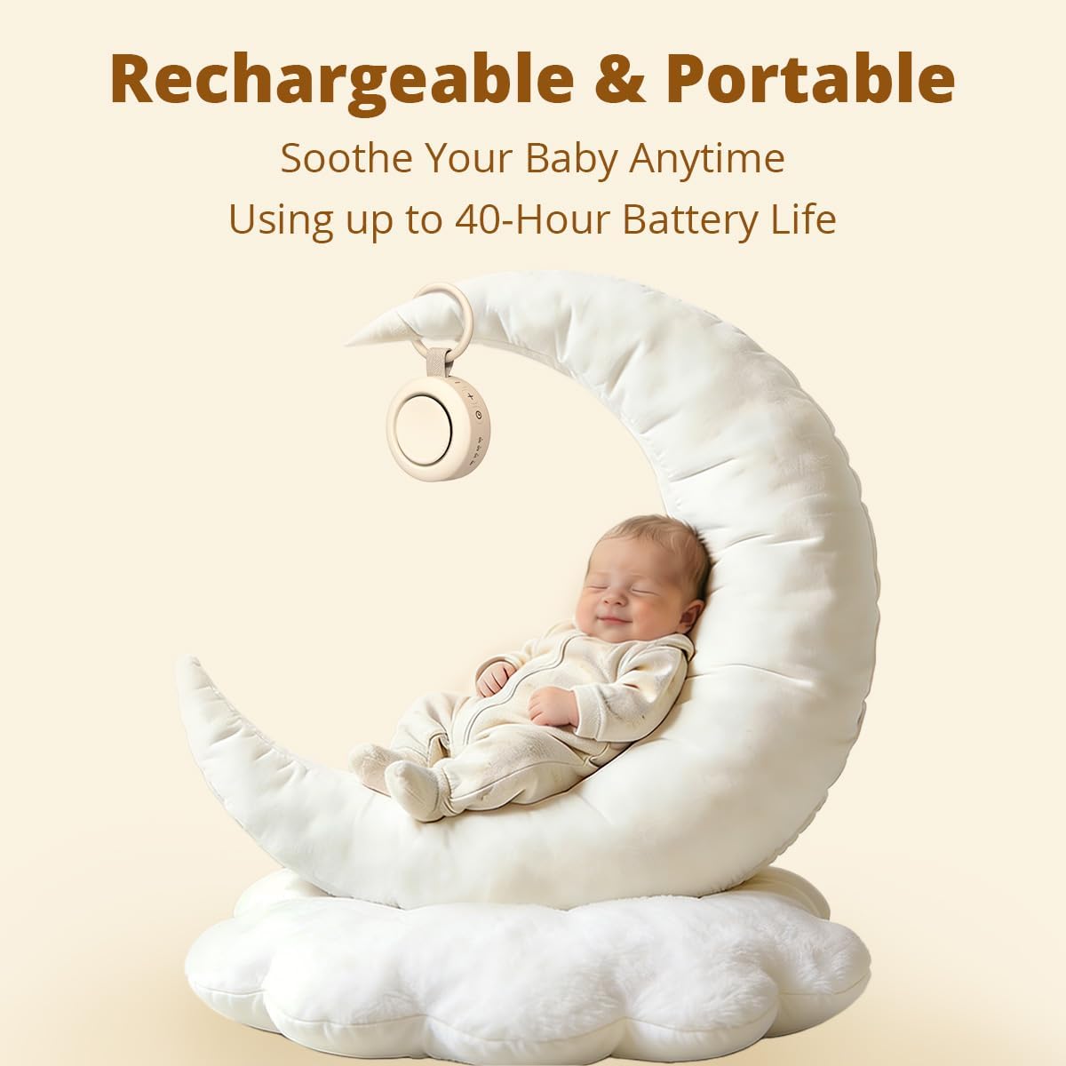 Portable White Noise Sounds Machine Car Seat Stroller Baby Shushing Soother 30 Soothing Sounds for Baby Kids Adults Pets 4 Timers Memory Function Brown Pink Noise Sleep Machine for Home Travel Office