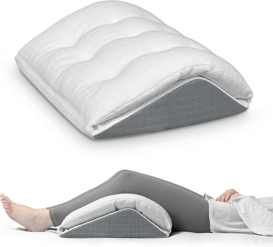 Shinnwa Knee Wedge Pillow, Patented Convertible Knee Pillow for Back Sleeping, Dual-Layer Memory Foam Triangle Pillow for Legs Post Surgery, Knee Support, Leg Elevation, Back Pain Relief