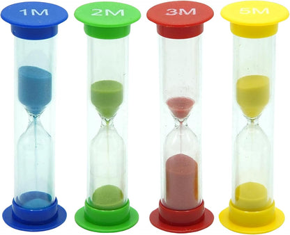 Sand Timer for Kids Set of 3 Small Colorful Hourglass Acrylic Covered Clock 1Min 2Min 5Min for Classroom, Home & Kids Room