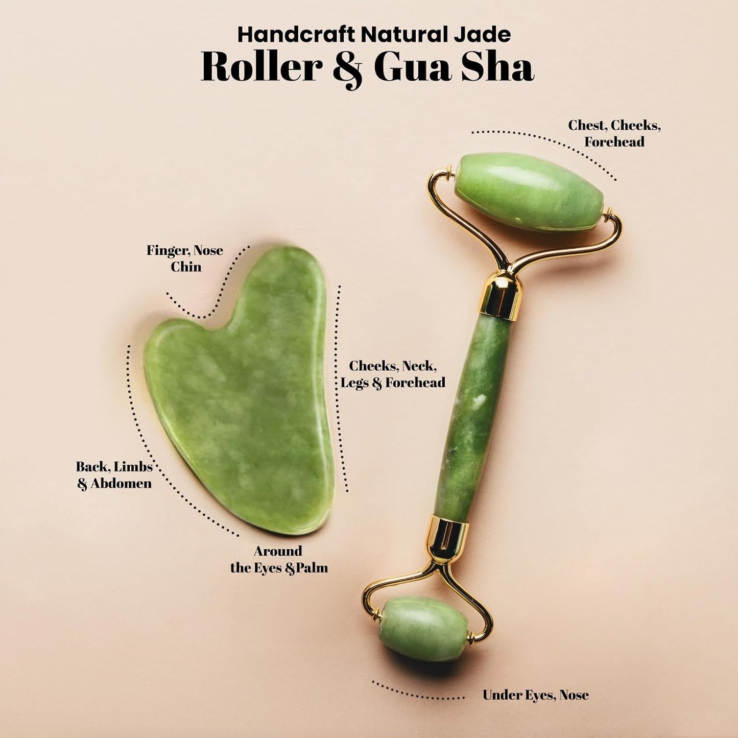 ROSELYNBOUTIQUE Gua Sha Facial Tools & Ice Roller for Face (Green) | Wrinkles Fine Lines Puffiness Massager Facial Self Care Gifts for Men Women