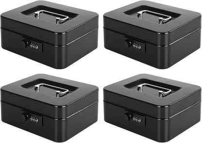 KYODOLED Small Cash Box with Combination Lock & Removable Money Tray, Black