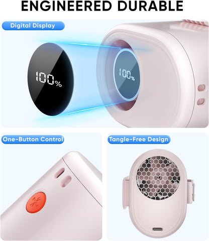 AI Portable Waist Fan, 15,000RPM, 30H Cooling Hands-Free Personal Fan