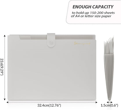SKYDUE Expanding File Folder, Accordion File Organizer with 8 Pockets, Expandable Document Paper Receipt Holder for School Office Hospital, Letter/A4 Size Pink