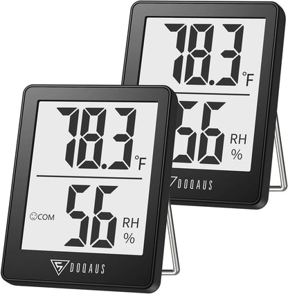 DOQAUS Digital Hygrometer Indoor Thermometer 3 Pack, Room Thermometer with 5s Fast Refresh, Accurate Humidity Meter Temperature Sensor for Home, Bedroom, Baby Room, Office, Greenhouse, Cellar (Black)