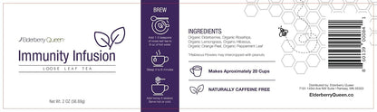 Immunity Infusion Loose Leaf Tea, Pure Natural Herbal Tea Blend with Elderberry, Hibiscus, and Peppermint (2 ounce)