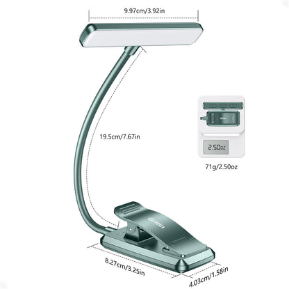 Gritin 19 LED Rechargeable Book Light for Reading in Bed with Memory Function- Eye Caring 3 Color Temperatures,Stepless Dimming Brightness,90 Hrs Runtime Lightweight Clip on Light for Book Lovers
