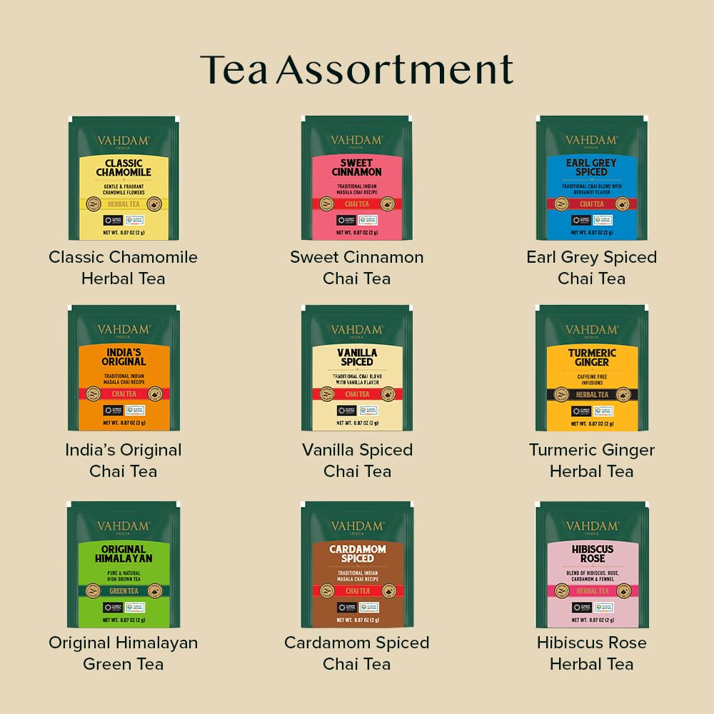 VAHDAM LIMITED EDITION - Happy Diwali Gift Set (9 Unique Pyramid Teabags)