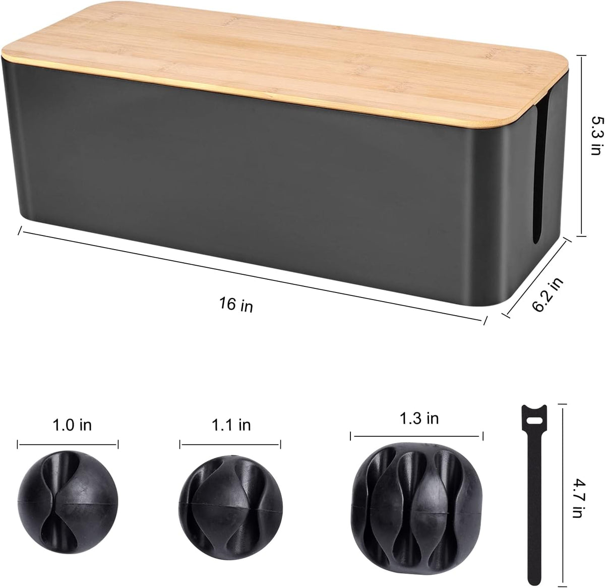 Tuwechen Cable Management Box, Wooden Style Large Cord Organizer Box