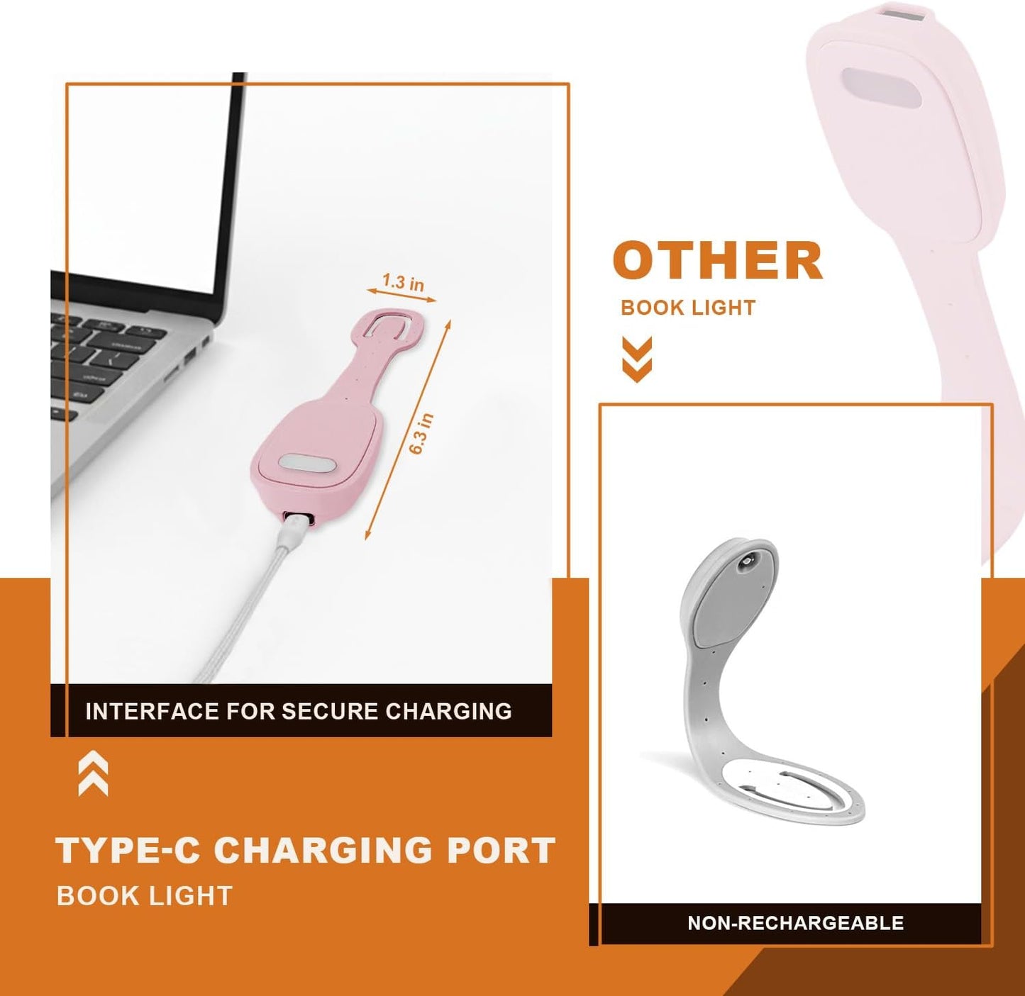 Rechargeable Kids Book Light, Cute Bookmark Reading Light for Kids, Dimmable Portable LED Book Light for Reading in Bed, Eye-Caring Bedtime Reading Lamp for Children & Travel, Black