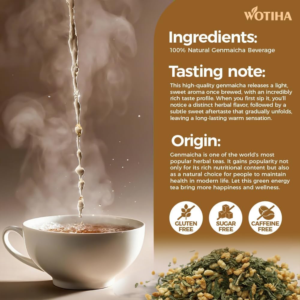 WOTIHA 60 Count Premium Lemon Balm Tea Bags - 100% Pure Natural Leaves, Lemony Citrusy Flavor, Supports Calming & Digestion, Caffeine-Free, Additive-Free, Sugar-Free, Vegan Non-GMO