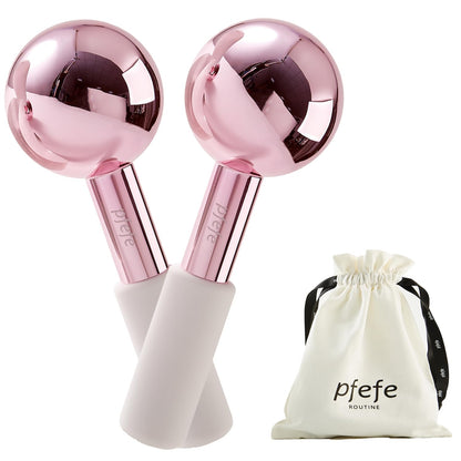 pfefe Ice Globes for Face & Eyes, Unbreakable Stainless Steel Cryo Sticks for Beauty Routines, Facials Cold Roller Cooling Globes for Puffiness, Wrinkles, Dark Circles, Headaches