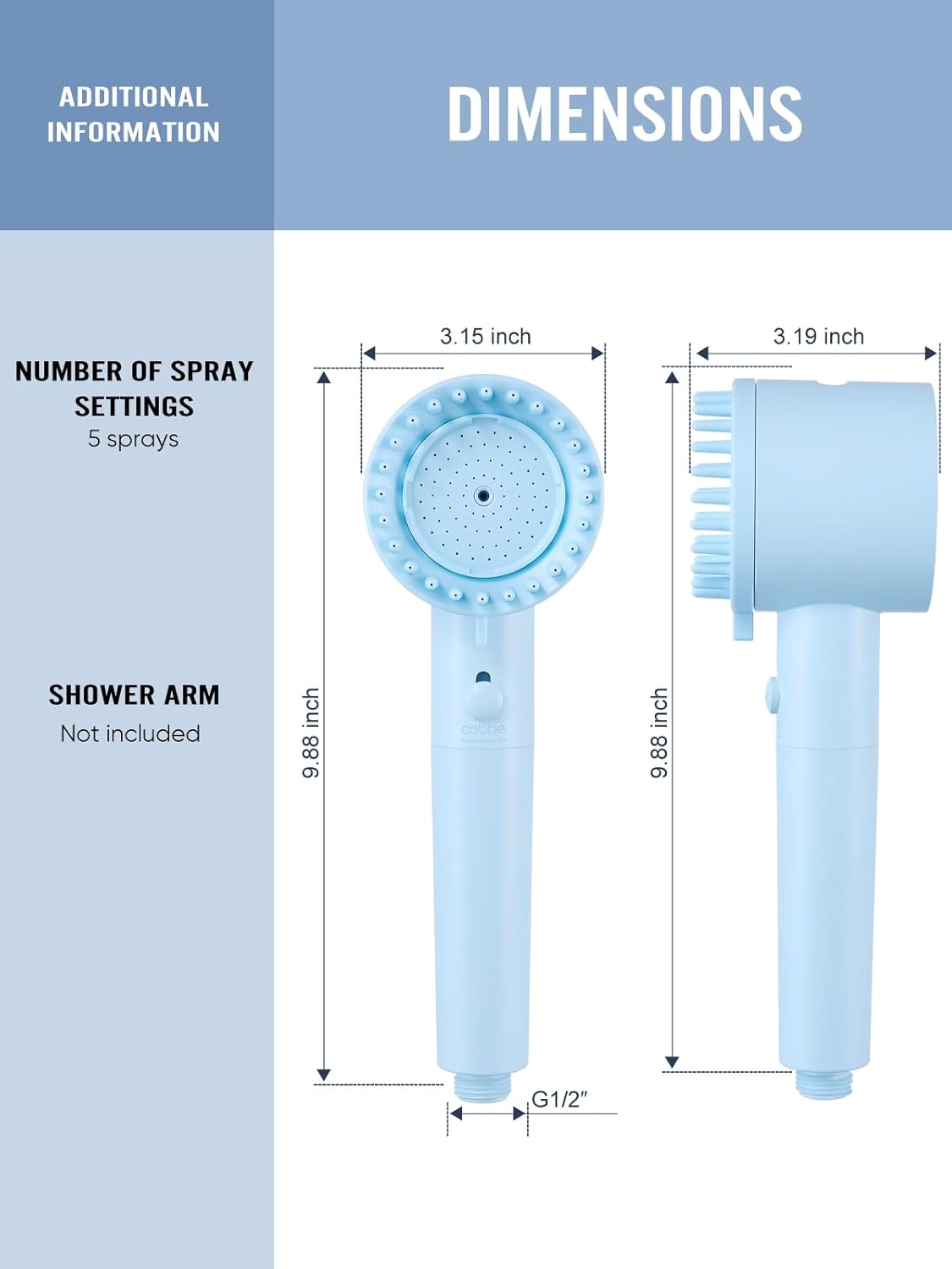 Cobbe Filtered Shower Head with Handheld, 4+1 Spray Mode Showerhead with Filters, Built-in Power Wash for Hard Water - Remove Chlorine - Reduces Dry Itchy Skin, Luxury Gray