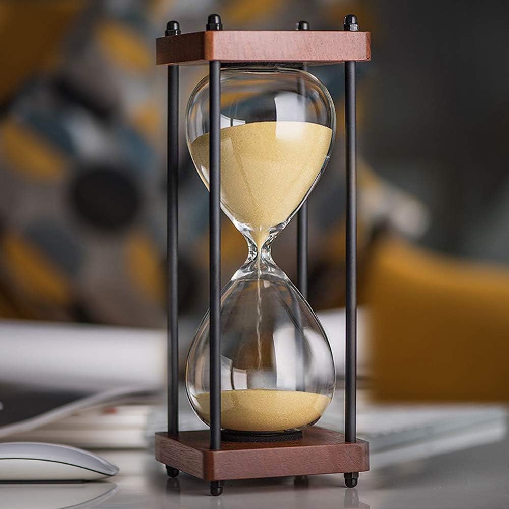 Large Hourglass Timer 60 Minute, Decorative Wooden Sandglass, Black