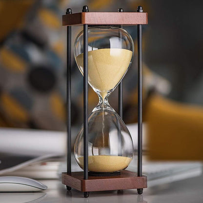 Large Hourglass Timer 60 Minute, Decorative Wooden Sandglass, Black