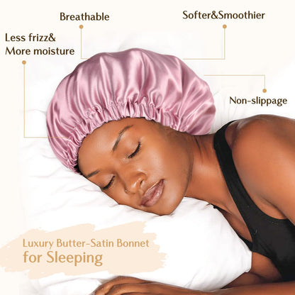 YANIBEST Adjustable Satin Bonnet Double Layer Hair Bonnet for Sleeping Bonnets for Women Hats Curly Natural Hair, Blush Pink