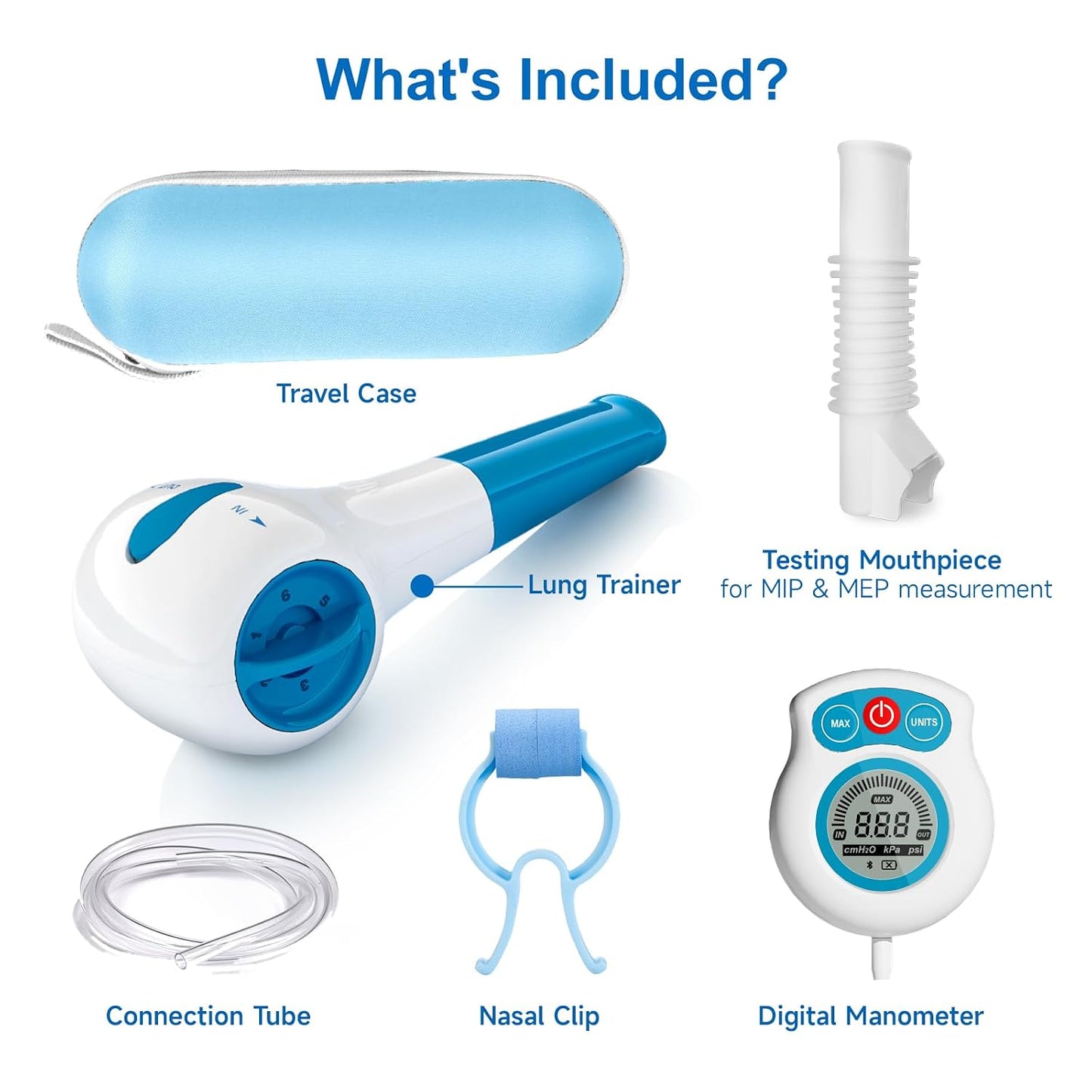 Sonmol Digital Breathing Exercise Device for Lungs with App & Bluetooth | 6 independent resistance levels, app games, travel case, MIP/MEP test & progress tracking – ideal for asthma/COPD, athletes