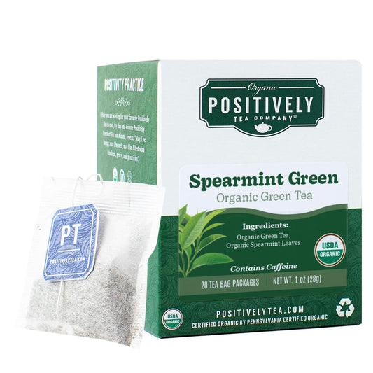 Positively Tea, Organic Spearmint Green Tea Bags, 20 Count