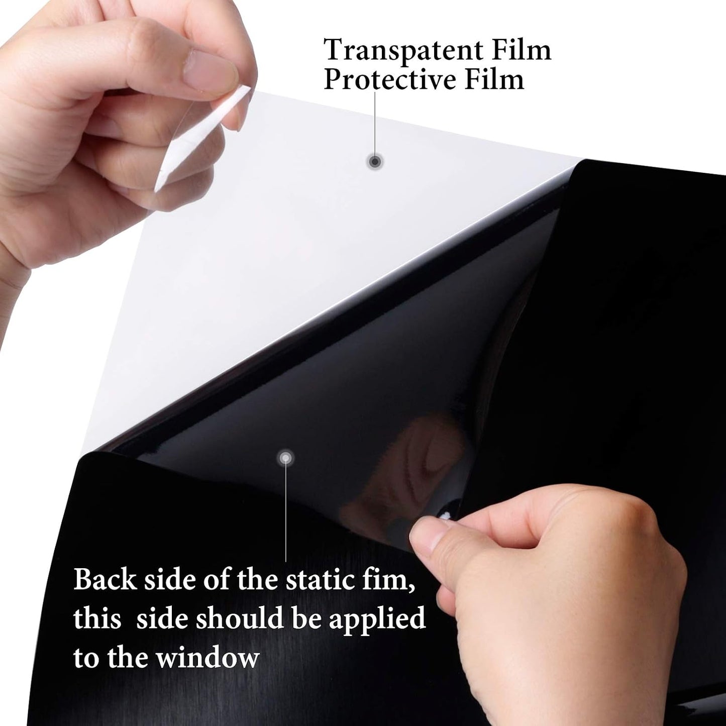 KESPEN Total Blackout Window Film Privacy Static Cling 100% Light Blocking Room Darkening Window Cover Heat Control Anti-UV Glass Sticker Window Tint for Home with Grid Line, 17.5 Inch X 6.5 Feet