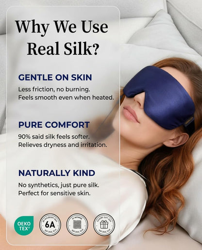 Heated Eye Mask for Dry Eyes, USB Powered Silk Warm Compress for Eyes