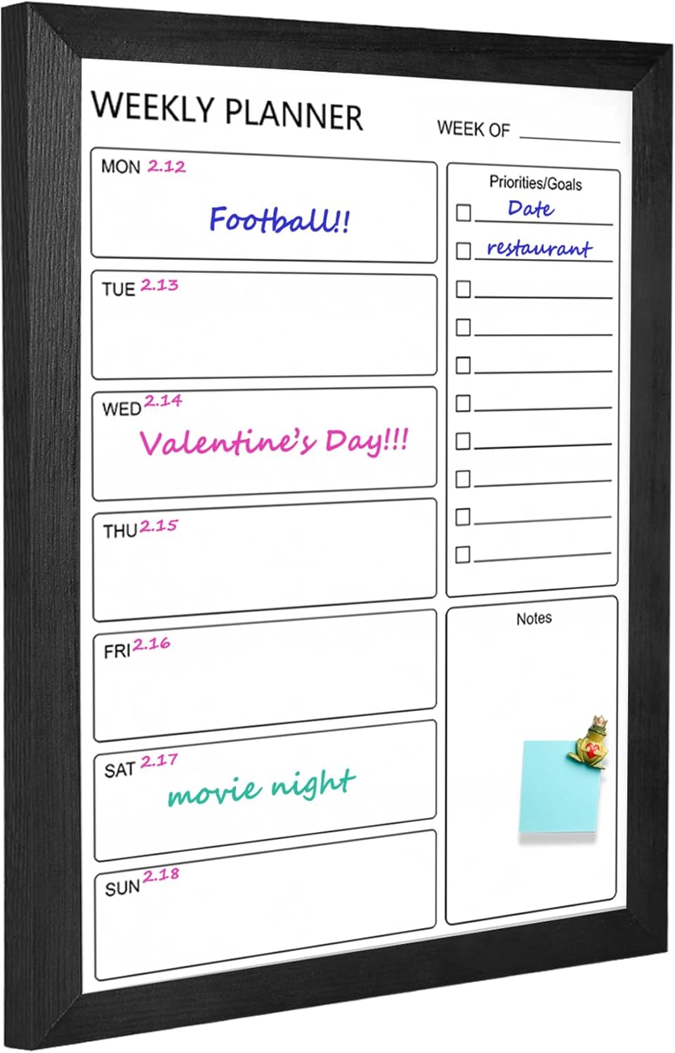 Dry Erase White Board Weekly Calendar Board, Magnetic Whiteboard for Wall,10.6“x14.7 Solid Wood Rustic Brown Framed Message Board, Planner Board for Office, Home, Schooll(Weekly-BB-RB-2737)