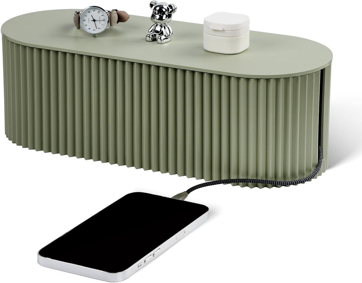 Cable Management Box Large Cable Organizer Box for Power Strips, Surge Protectors, Chargers, Adapters, TV Computer Wires Cable Hider Organizer Box with Cable Ties，Clip Holders - Khaki