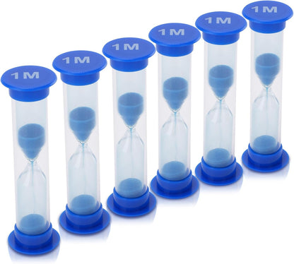 I-MART 6 Pcs Plastic 1 Minute Sand Timer Sandglass Hourglass Sand Clock, Blue