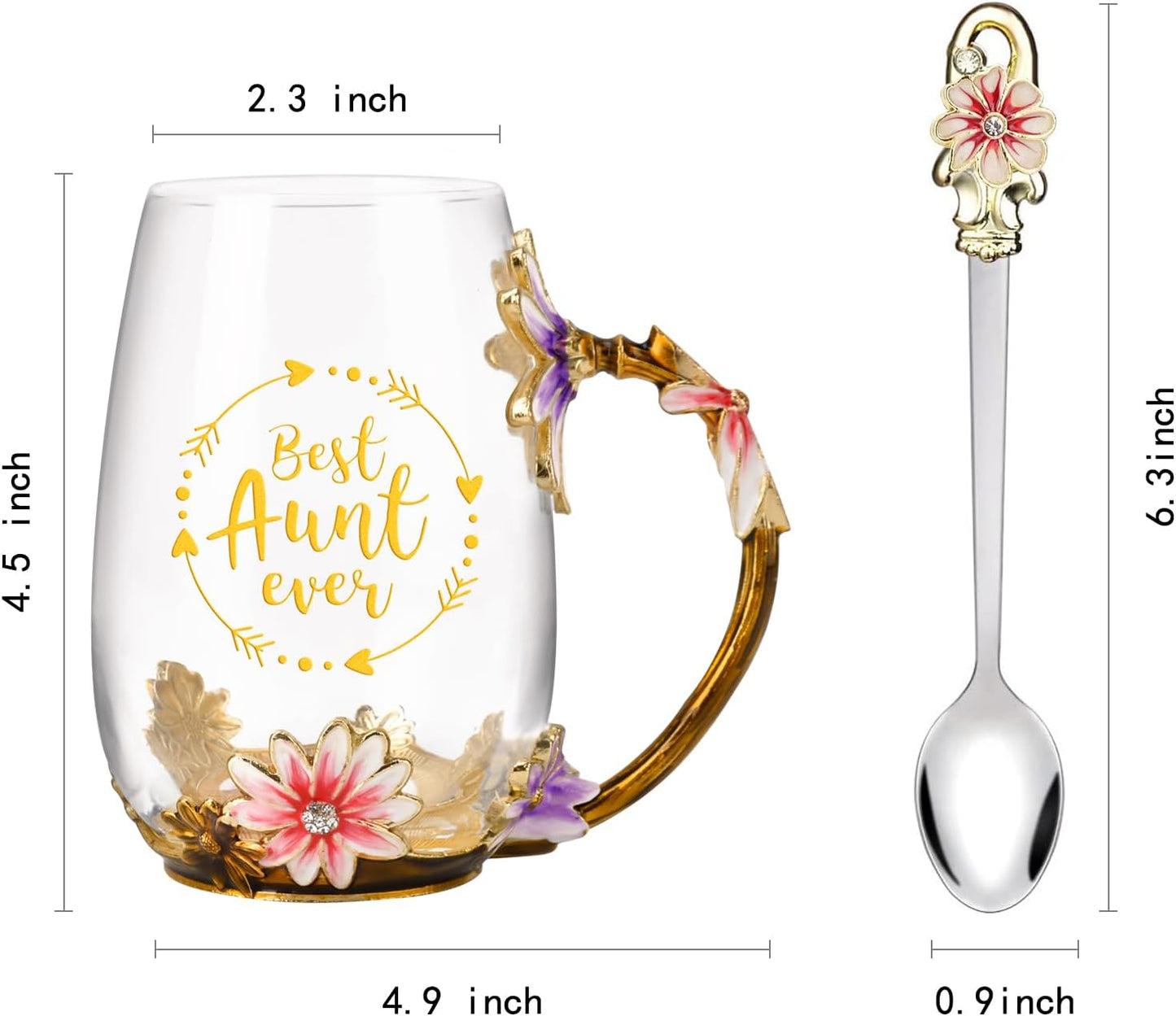 Enamel Glass Flower Tea Pot With Removable Loose Tea Leaf Infuser Tea Maker Teapot Set 30.4OZ Gifts for Women,Mom,Birthday