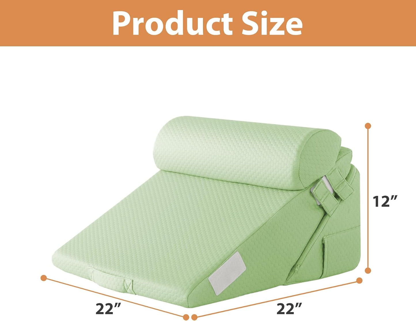 BIEEZZK Wedge Pillow Set for After Surgery, Wedge Pillow for Acid Reflux, Bed Wedge Pillow with Adjustable 9&12inch for Headboard,Sleeping, Orthopedic Memory Foam for Neck&Back Support, White/Grey