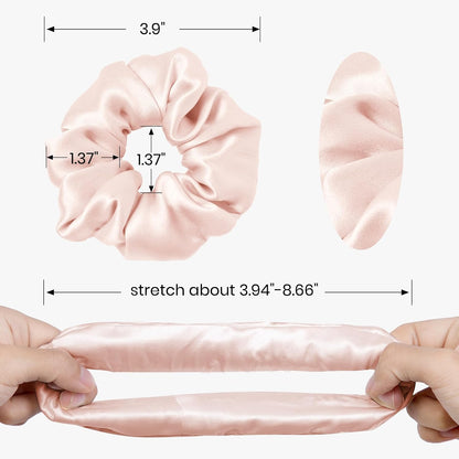 LILYSILK Silk Hair Scrunchies / Ties for Frizz & Breakage Prevention, 100% Mulberry, No Damage, Elastic ponytail Holders, 1Pc, Coffee - Colors B