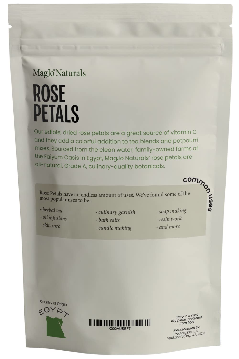 MagJo Naturals Red Rose Petals, Dried, Culinary Grade A, Harvested from Faiyum Oasis in Egypt (8 oz)