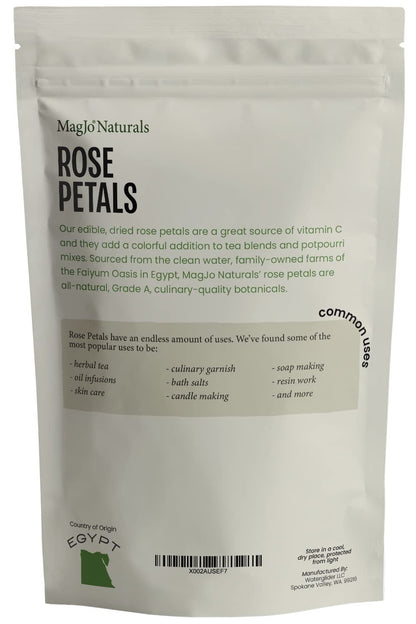 MagJo Naturals Red Rose Petals, Dried, Culinary Grade A, Harvested from Faiyum Oasis in Egypt (8 oz)