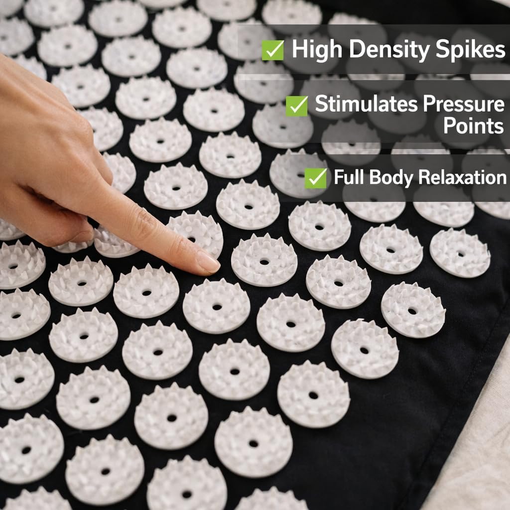Acupressure Mat and Pillow Set for Back Pain Relief, Stress Relief, Muscle Relaxation, Improve Sleep, with Carry Bag
