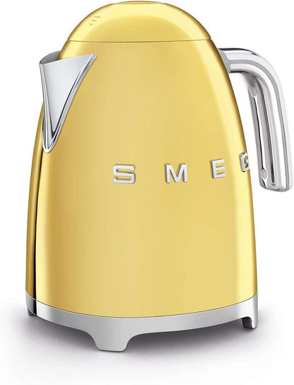 SMEG KLF03 Electric Kettle 1.7L (7 Cup), Retro Hot Water Boiler for Tea & Coffee, Fast Boiling, Auto Shut-Off, Soft Open Lid, 360° Swivel Base Countertop Kettle – Matte Champagne