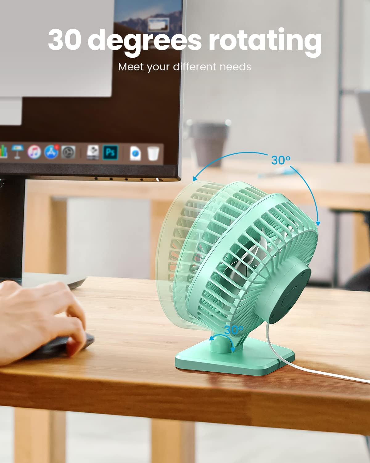 Gaiatop USB Desk Fan, Small But Powerful, Personal Portable Quiet 3 Speeds, Adjustable Mini Table Desktop fan for Cooling Home Office Car Summer Travel Gifts Blue
