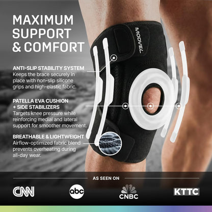 Modvel Knee Brace with Side Stabilizers & Patella Gel Pads for Pain Relief and Joint Support Breathable, Non-Slip Compression Sleeve for Men & Women, Arthritis, Meniscus, ACL Recovery