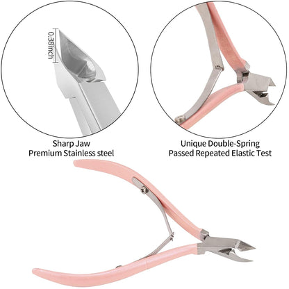 YINYIN Cuticle Trimmer with Cuticle Pusher and Cutter, Professional Stainless Steel Nippers, Cutter Clippers, Cuticle Remover, Pedicure Manicure Tools for Fingernails and Toenails, Sliver
