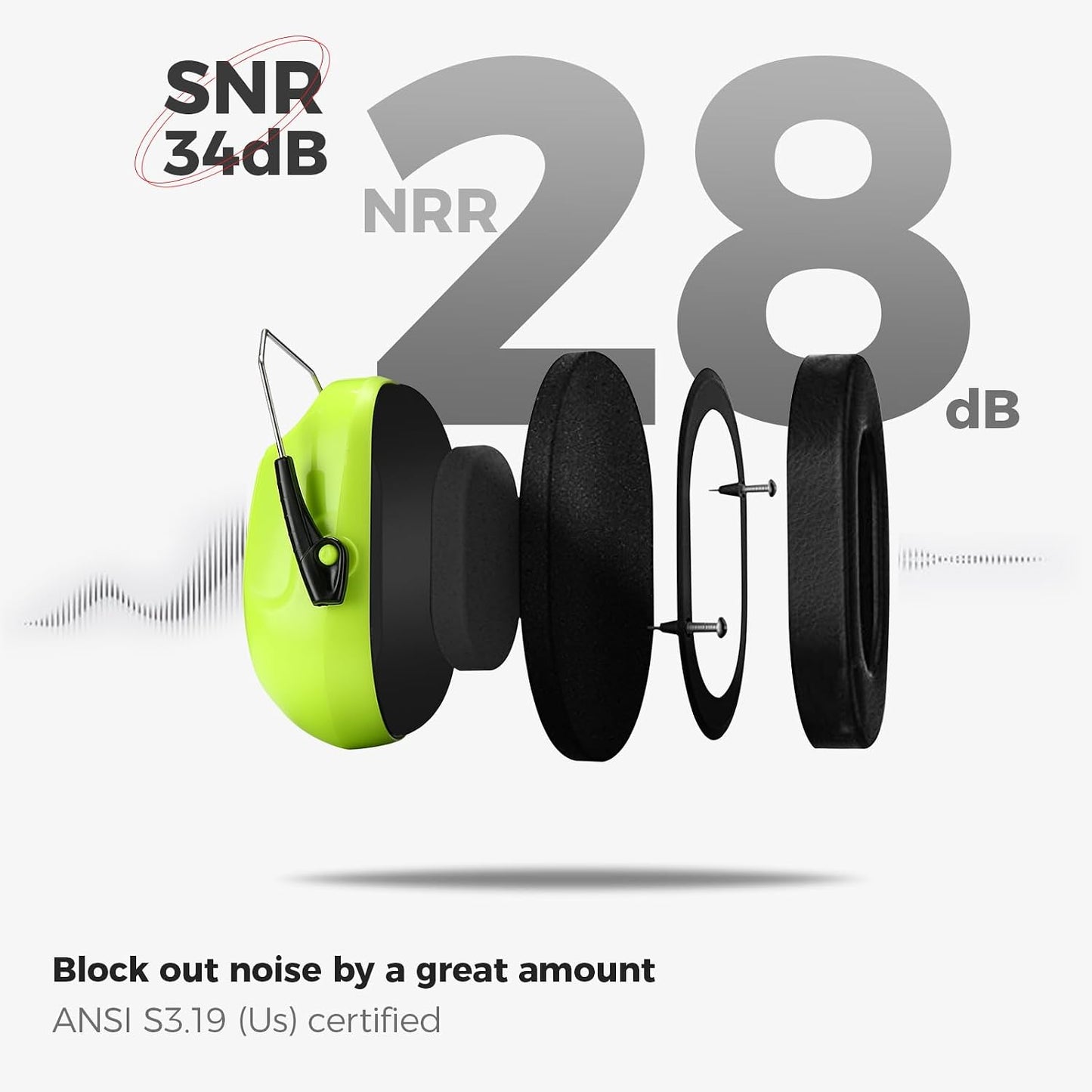 ProCase NRR 28dB Noise Reduction Ear Muffs, Foldable Adjustable Passive Noise Cancelling Headphones for Adults Kids Autism, Hearing Protection for Shooting, Construction, Mowing, Studying -Black - Colors B