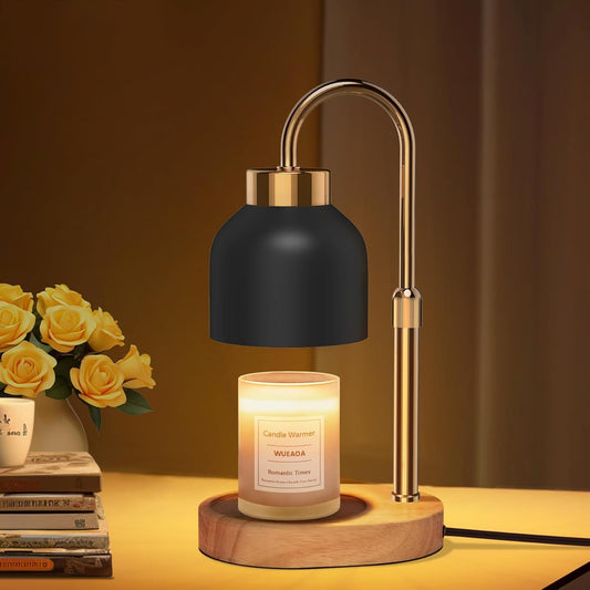 Candle Warmer Lamp with Timer and Dimmer, Height and Brightness Adjustable, Black Electric Wax Warmer for Women Mom, Best Birthday and House Warming Gift New Home Decor