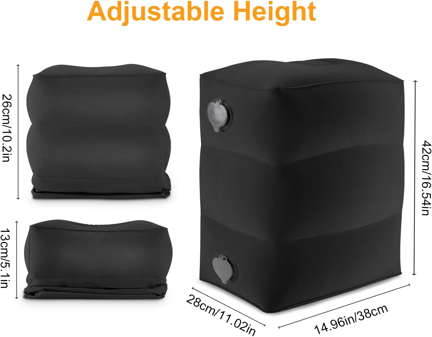 Inflatable Travel Foot Rest Pillow, Kids Airplane Bed, Adjustable Height Leg Pillow for Air Travel, Make a Flat Bed for Kids and Toddlers, Great for Airplane, Train, car（Grey, 1 Pack）