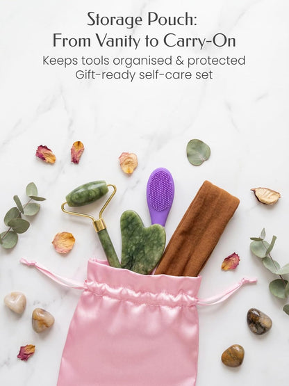 Face Roller & Gua Sha Facial Tools, Face Massager for Self Care, Jade Roller for face, Jawline Sculpting and Puffiness Reducing