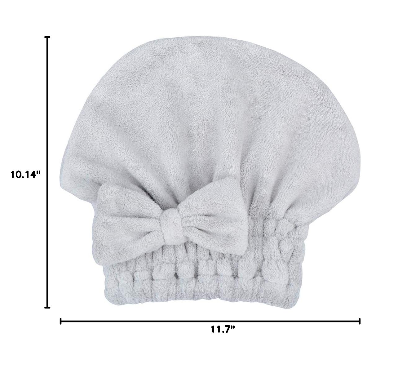 Microfiber Hair Drying Towels Head wrap with Bow-Knot Shower Cap Hair Turban hairWrap Bath Cap for Curly Long & Wet Hair Gift for Women Blackx2